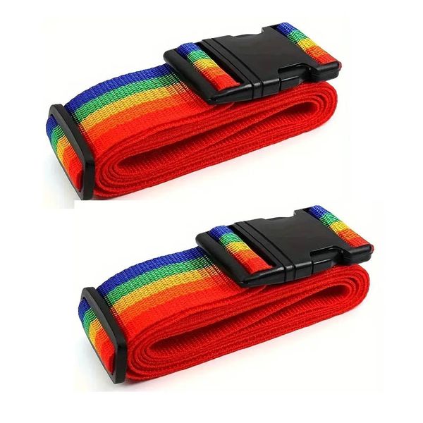 2-Pack Rainbow Luggage Straps - Adjustable Cross Strapsty &amp; Identification