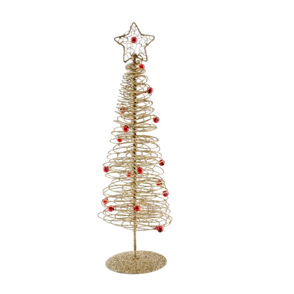 Seasons's Greetings Glitter Tabletop Christmas Tree With Beads-30cm