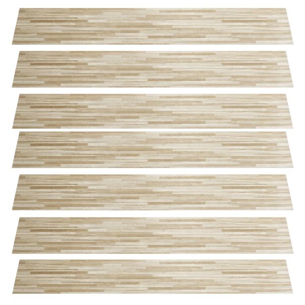 7 Piece - Light Wood Effect PVC Flooring Plank Panel - Brown
