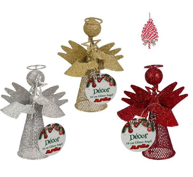 3pack Christmas Table Decor glitter angel with Candy Sticks Ornament-16cm