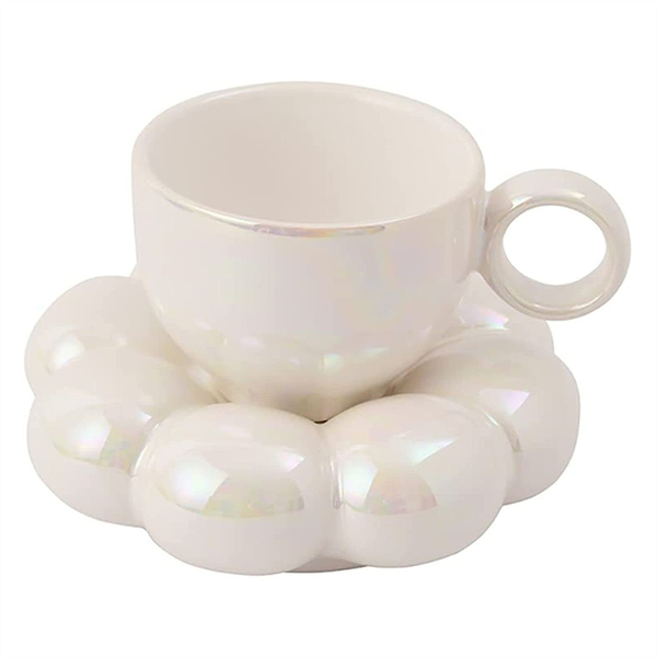 Flower Coffee Cup &amp; Saucer Set Ceramic Coffee Cup 6 7Oz Silver