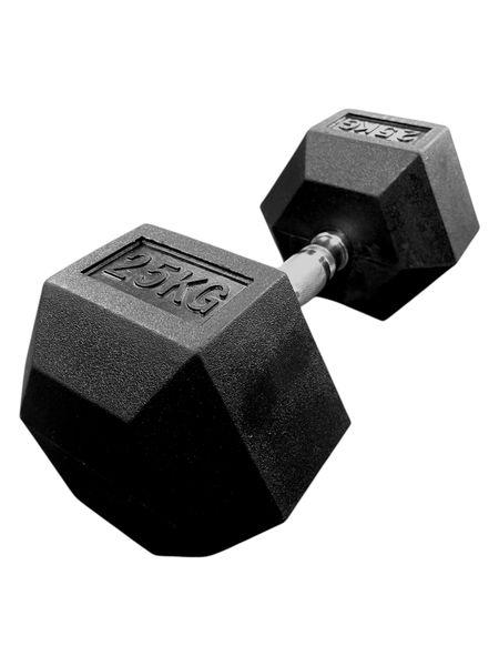 i-Fitness Single 25kg Rubber Hexagon Dumbbell