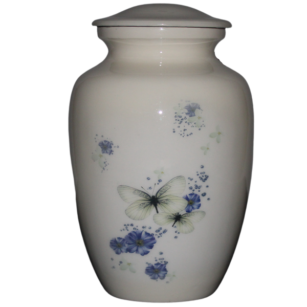 Forget-Me-Not Aluminium Memorial Cremation Urn For Ashes