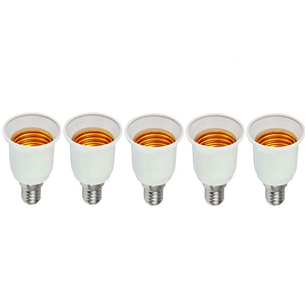 E14 Male to E27 Female Socket Holder Bulb Lamp Adapter (5 pack)