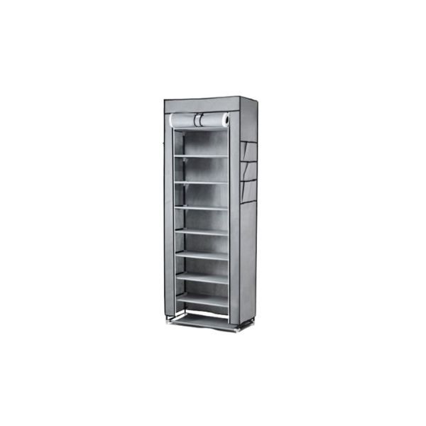 9-Tier Foldable Shoe Storage Cabinet with Fabric Cover-Black