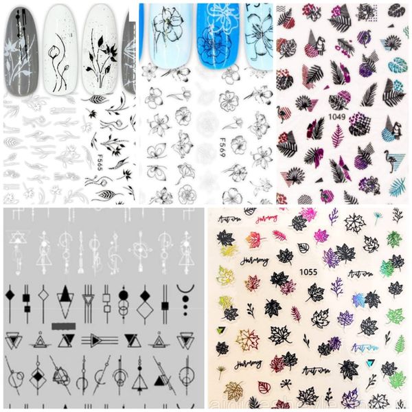 Nail Art Stickers - Self-Adhesive Black and White