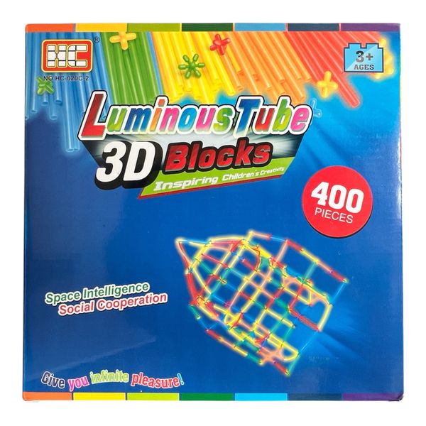 Glow-in-Night Plastic Straw &amp; Connectors Building Construction Set - 400 Pc