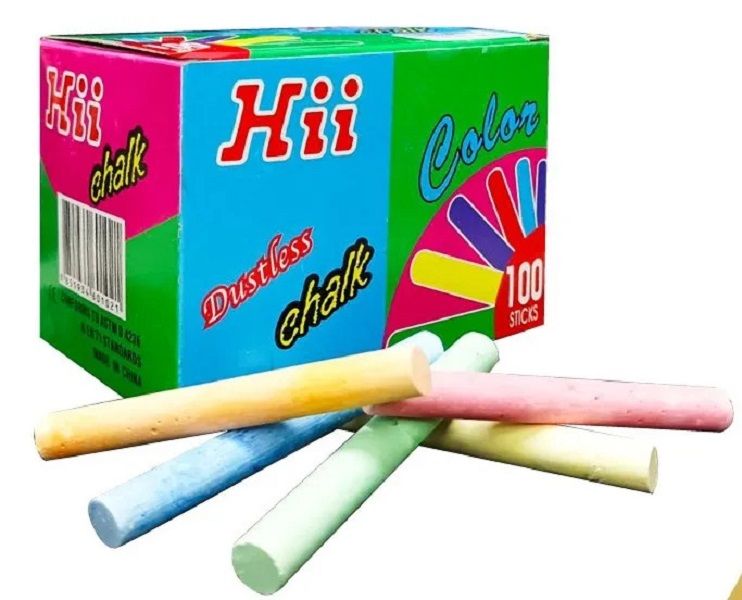 High Quality School Dustless Colored Chalk 100 Stick Per Box