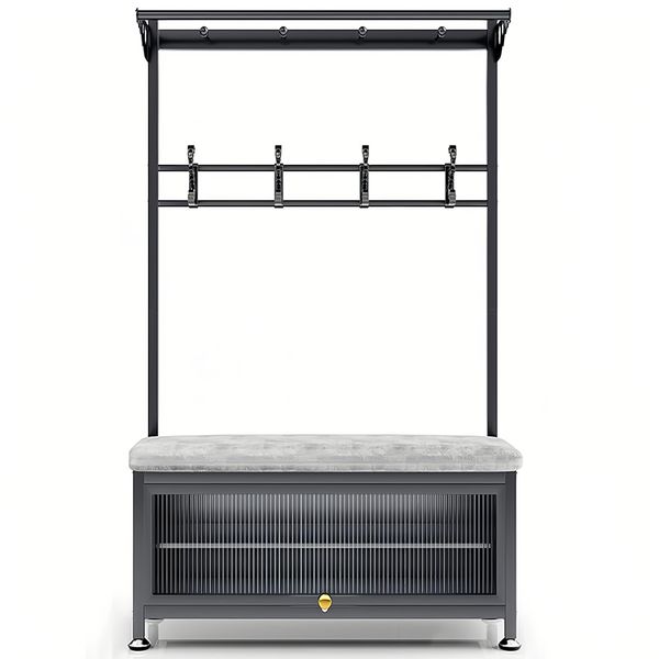 4-in-1 Storage Floor-Standing Coat and Shoe Rack with Dustproof Cabinet