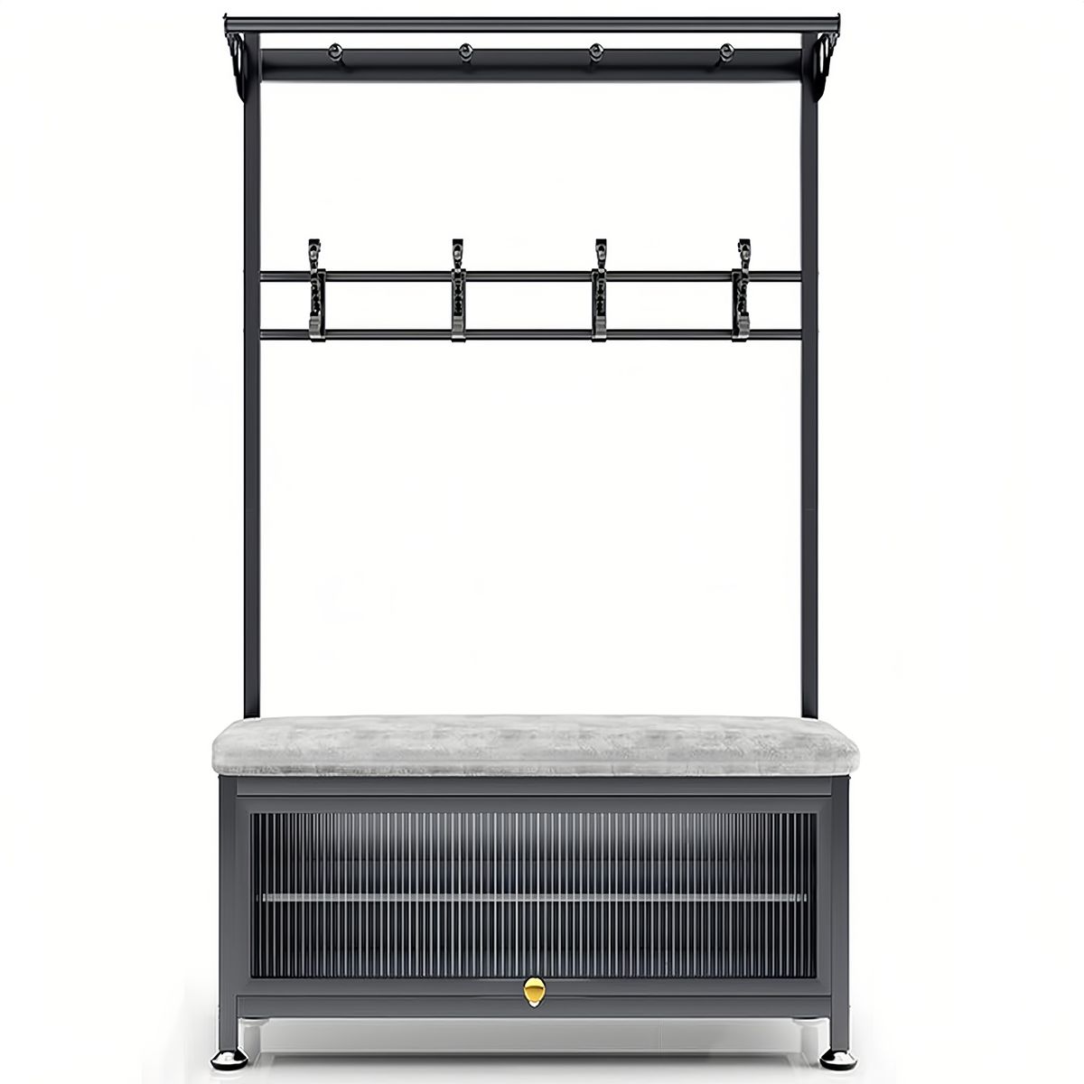 4-in-1 Storage Floor-Standing Coat and Shoe Rack with Dustproof Cabinet