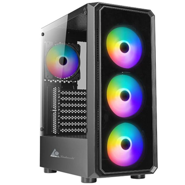 M-Link ATX Tempered Glass and Steel Gaming Case w/ four ARGB Fans - NO PSU