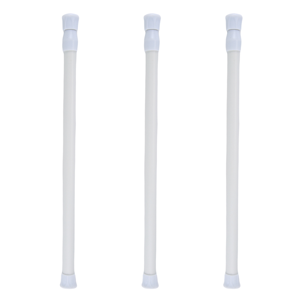 3 Pack Adjustable Extendable Small Tension Rod 11.8 inch to 19.7 inch, Whit