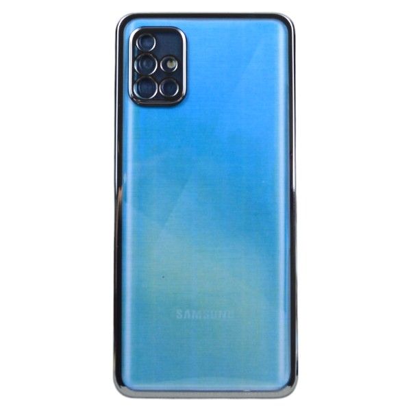 Minimalist Clear Phone Case With Blue Rim For Samsung A51 - Transparent