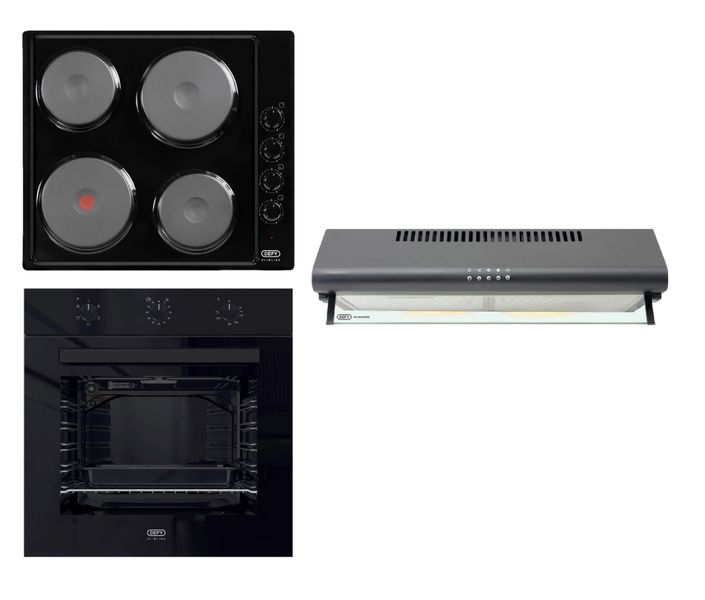 Defy Slimline Box Set Black Dcb838 + Defy 600mm Cooker Hood Black Dch290 Bundle