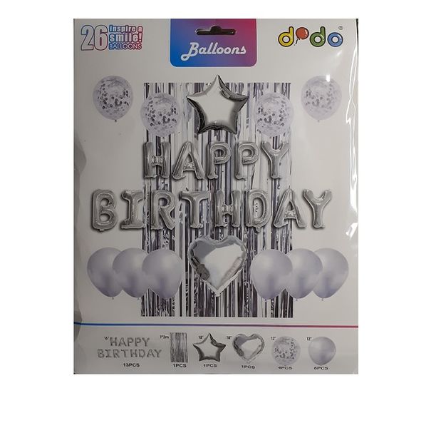Happy Birthday Foil Balloons - Silver