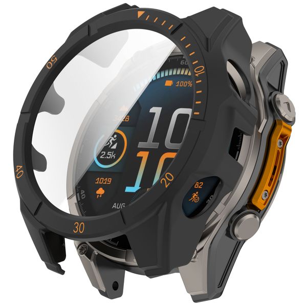 Full Protective case for Garmin Fenix 8 Amoled 47mm-Black/Orange