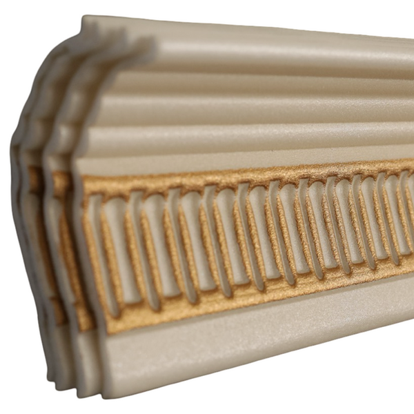 T08 Beige &amp; Gold 2m Cornice (12pc / 24m )