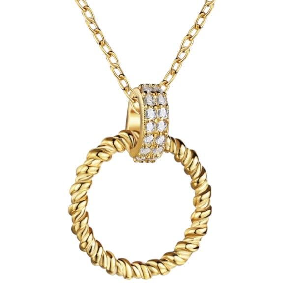 Elegant Twisted Circle Pendant Necklace - Gold
