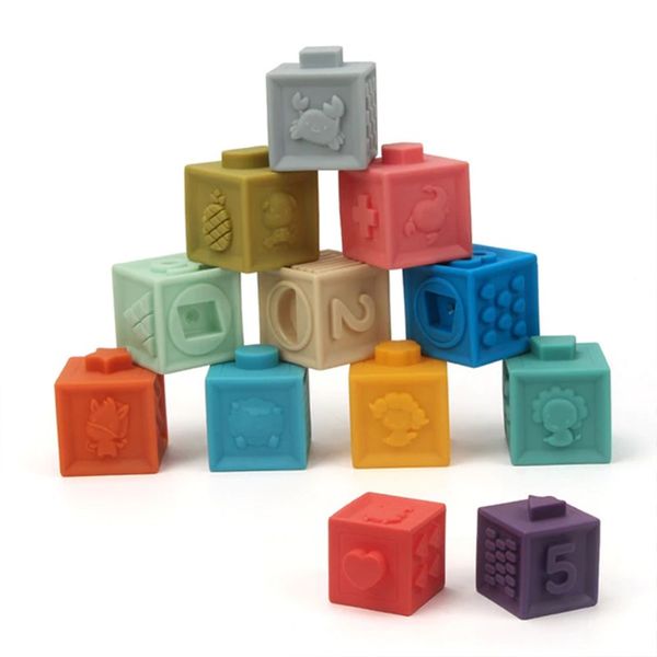 Silicone Toy Blocks - 12 Pieces