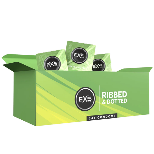 EXS Ribbed Dotted and Flared Condoms - 144 Bulk Pack
