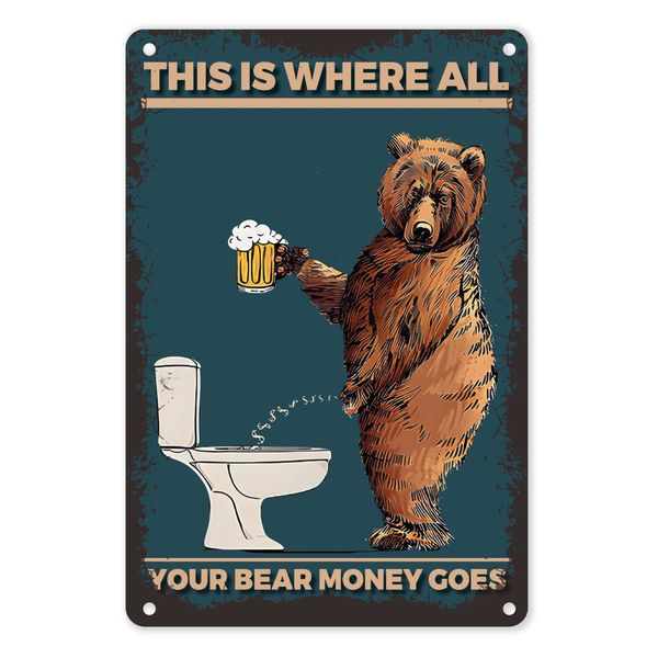A4 Metal/Tin Wall Sign - "This Is Where All Your Beer Money Goes" Funny