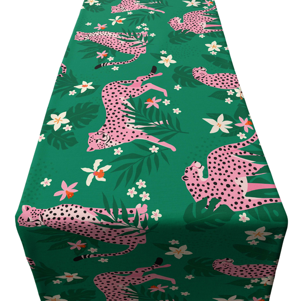 Pink Leopards and Flowers PVC Runner