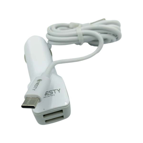Nesty 2.1A Dual USB Port Car Charger With Type-C Cable - PTC-011