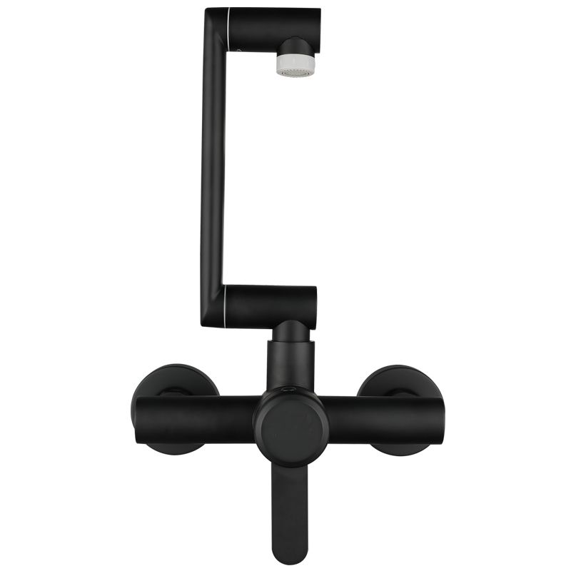 Wall Mounted Kitchen Faucet 360 Rotatable Black 304SS Hot Cold