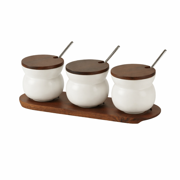 3 Piece - Elegant Ceramic Kitchen Storage - White