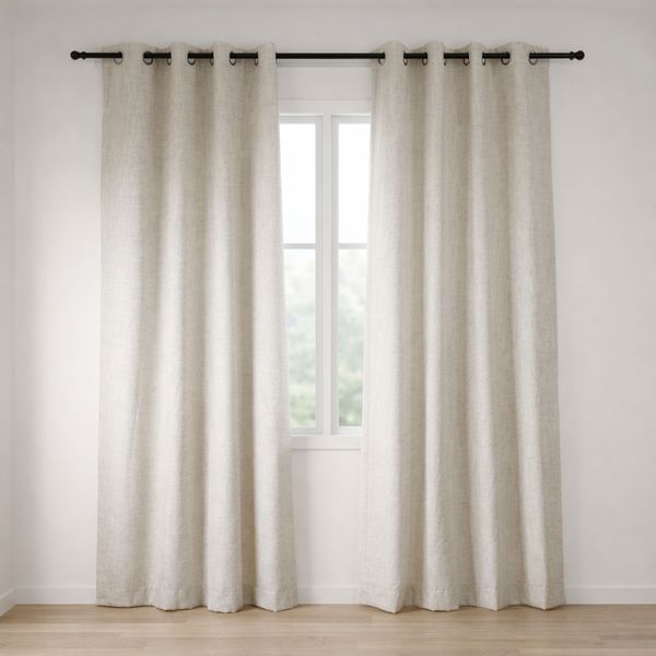 Vizio Home - Woven Lined Curtain - 2 Pack - 125cm x 225cm - Beige - Eyelet