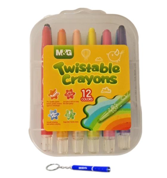 M&amp;G Twistable crayons 12 colours with HDS torch