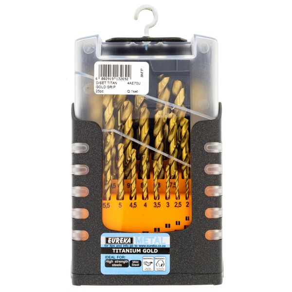 EUREKA DRILL BITS 25pc Titanium Gold Grip 25 pieces SET for Metal 4AE70U