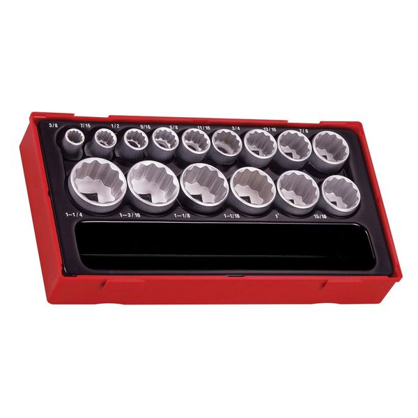 TengTools - 1/2" Drive AF Socket Set, 15 Piece - TT1215AF