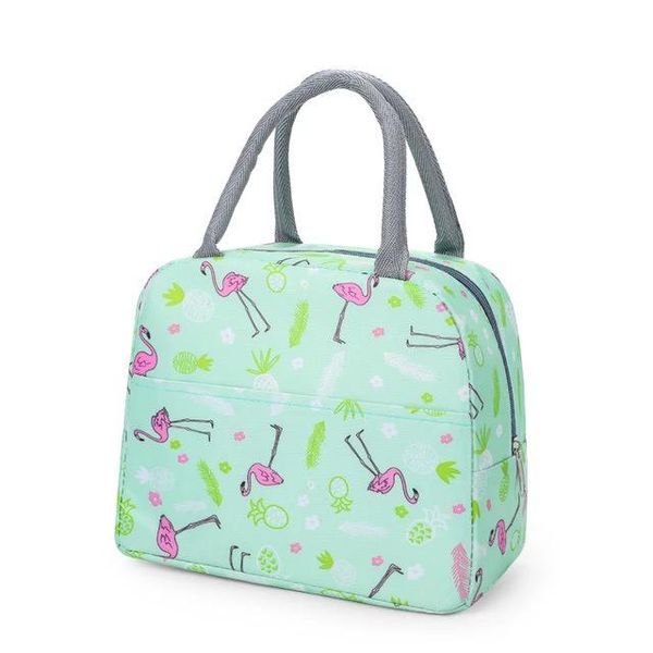 Large Capacity Flamingo Lunch Bag - Green