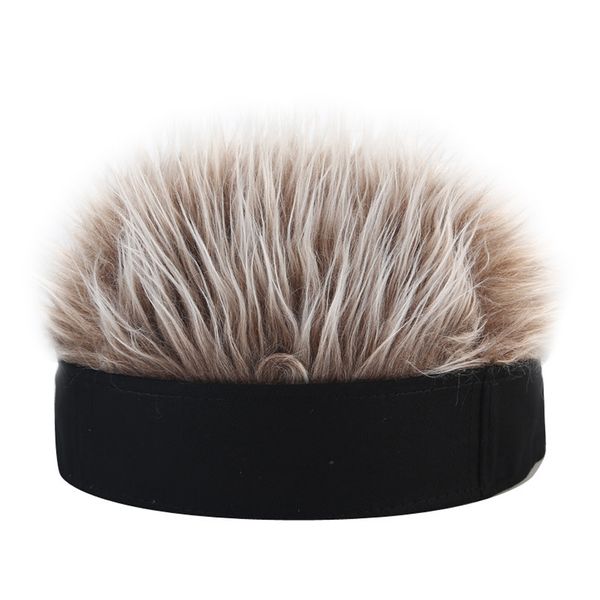 Personality Street Landlord Wig Cap Novelty Beanie Hat with Fake Hair
