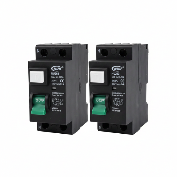 NUR Earth Leakage Circuit Breaker 63A 230V Single Phase - 2 Pack