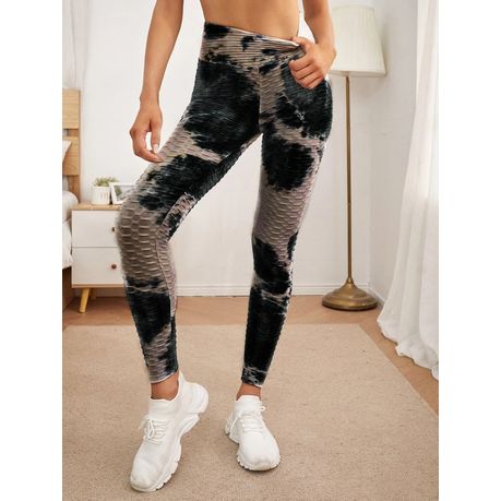 Tie Dye Anti Cellulite Honeycomb Scrunch Booty Yoga Pants Leggings - Grey, Shop Today. Get it Tomorrow!