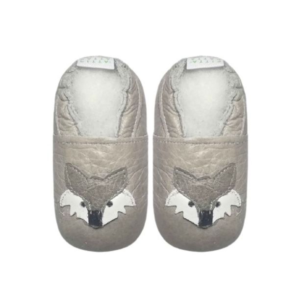 Pitta-Patta Soft Genuine Leather Baby Shoes - Fox Light Grey