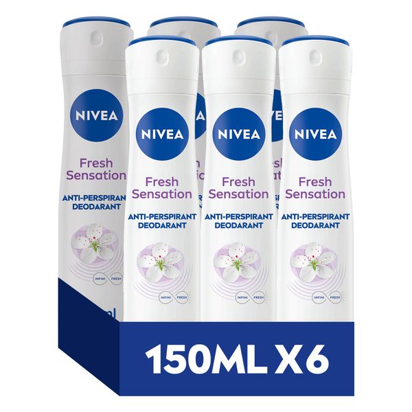 NIVEA Fresh Sensation Deodorant Anti-Perspirant Spray, 6 x 150ml