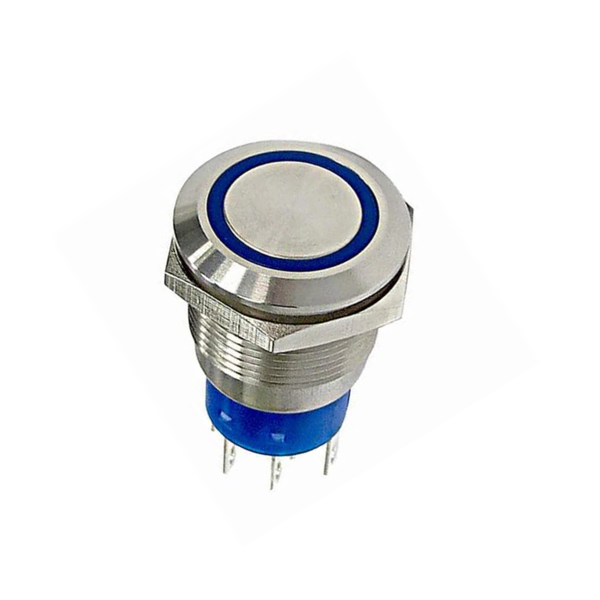 AVP19F-L4SCB12 19mm Latching Flat Push Button Switch 2C/O 5A 250VAC IP67