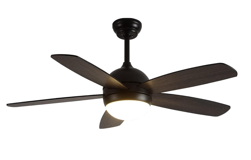 Five Blade LED Ceiling Fan With Interchangeable Colour Blades - Black