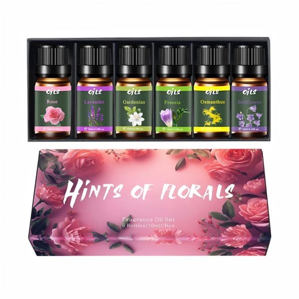 Floral Essential Oils Set,100% Pure Fragrance Oil AromatherapyGift 6X10ML
