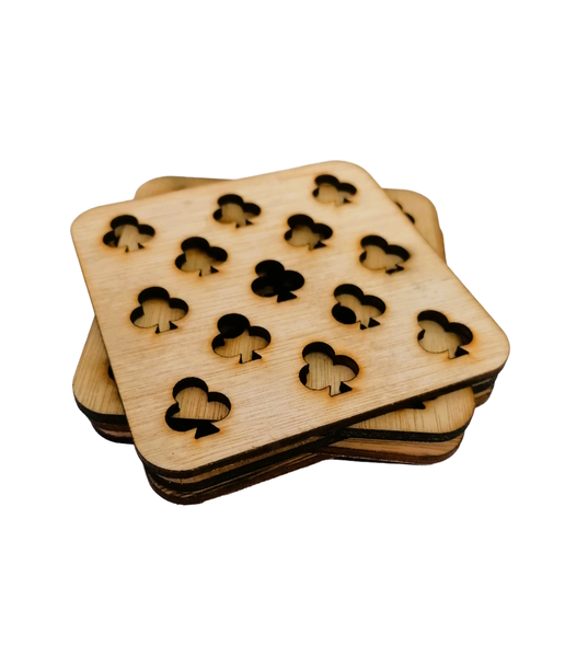 Wooden Clubs Card Cup Coaster - Pack of 6