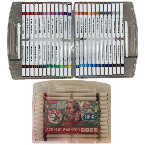Little Tree 50pcs Premium Brush Tip/Soft-Tip Brush Paint Arcrylic Markers
