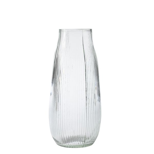George &amp; Mason - Tulip Shaped Ribbed Glass Vase 11x11x15.5cm