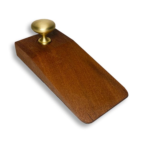 Door Stoppers - Handmade From Reclaimed Wood - Brass Knob