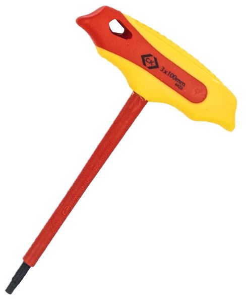 CK Tools (T4422 03) Hex Key, 3 mm, T Handle, 100 mm, VDE T-Handle Hex Keys