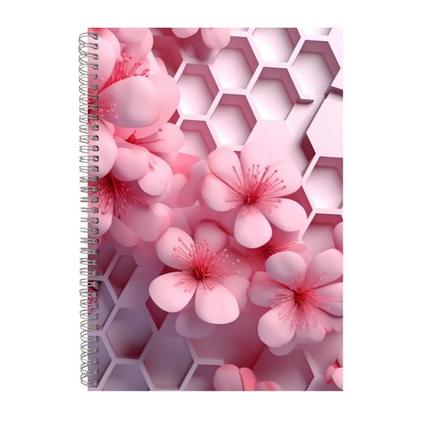 White Honeycomb Pink Flowers 2 Notebook Gift Idea A4 Notepad Pad 104