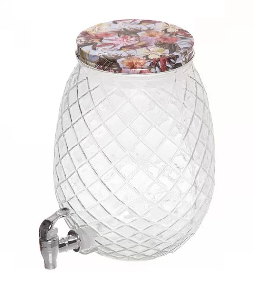 Elegant Diamond Cut Design Glass Juice Dispenser - 5.5 Litre