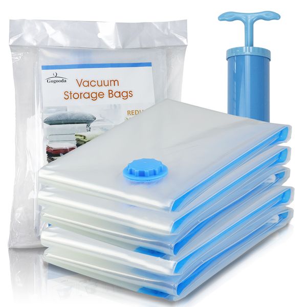 5 Pack Vacuum Storage Bags for Clothes Beddings Airtight - Medium Size